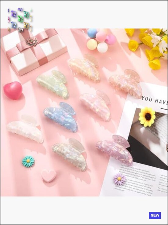 8 Acrylic Hair Claw Clips Bulk Non Slip Strong Hold Banana Barrettes for Thick main image 4